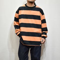 DROP SHOULDER WIDE PITCH L/S T‐SHIRT (WHITE/ORANGE)