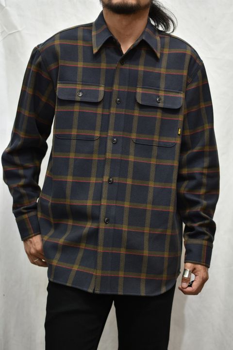 6/6 TWILL L/S CHECK SHIRT (DARK NAVY)