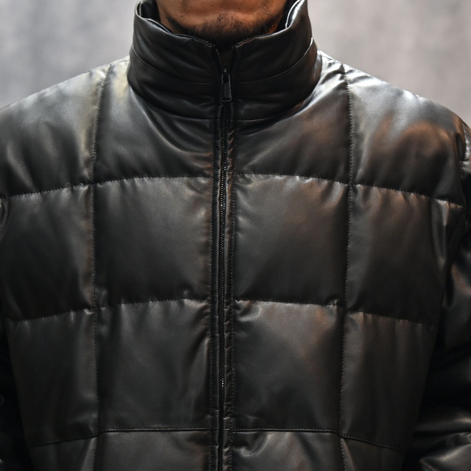 LEATHER DOWN JK (BLACK） / レザー ダウンジャケット （ブラック） 78001130