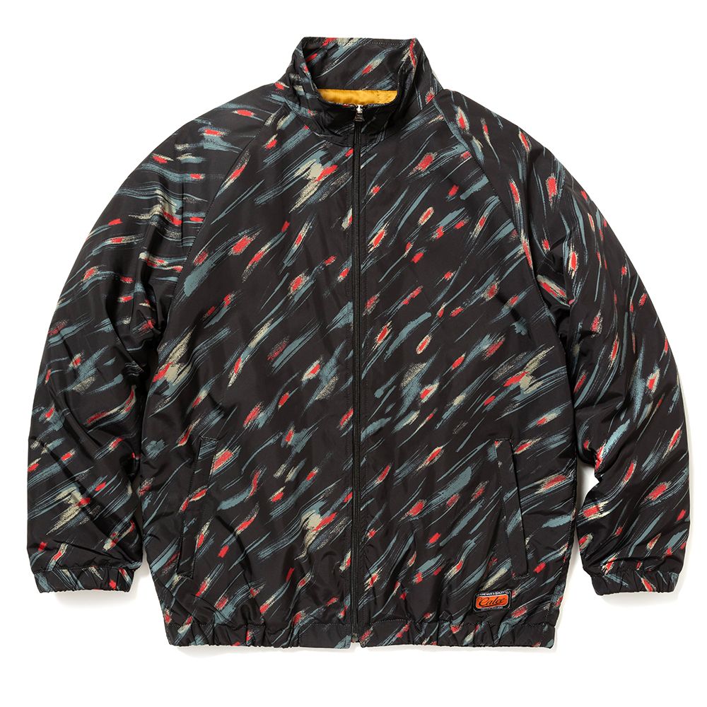 WATER REPELLENT TASSER ALLOVER PATTERN TRACK JACKET (BLACK)