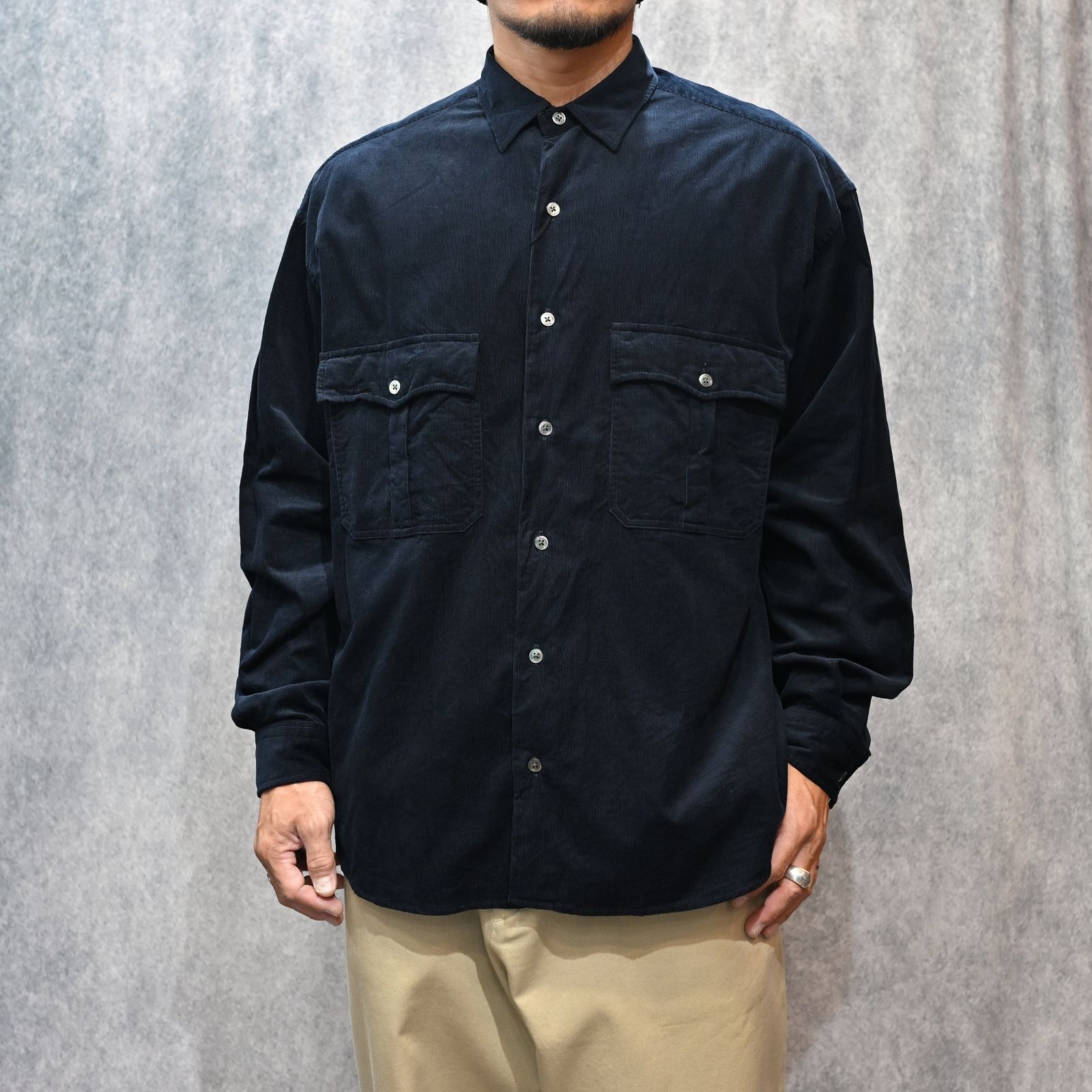 ROLL UP ORGANIC CORDUROY SHIRT (NAVY)|コーデュロイシャツ (ネイビー) PC-016-3685-41