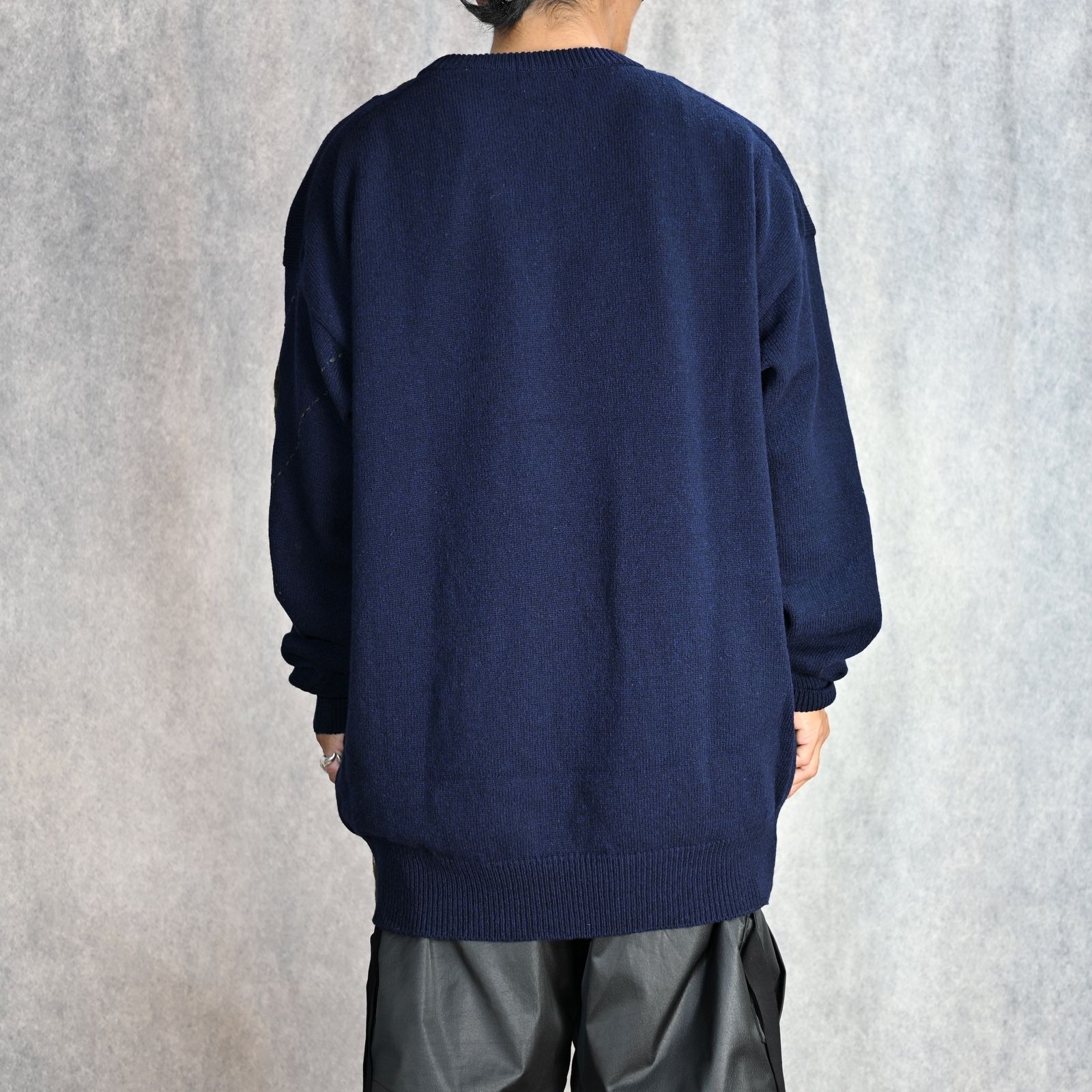 JERSEY X ARGYLE BIG PULOVER （NAVY） /  アーガイル柄 ビッグ プルオーバーニット （ネイビー）