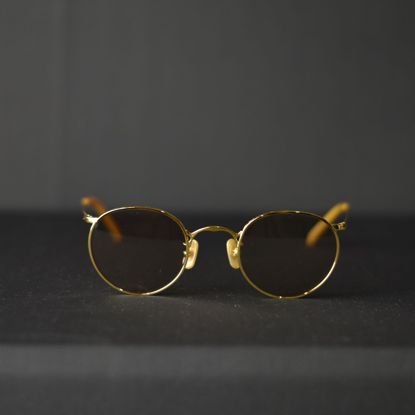 VINTAGE TYPE CIRCLE METAL GLASSES (GOLD / BROWN) / ヴィンテージタイプ サークルメタル サングラス