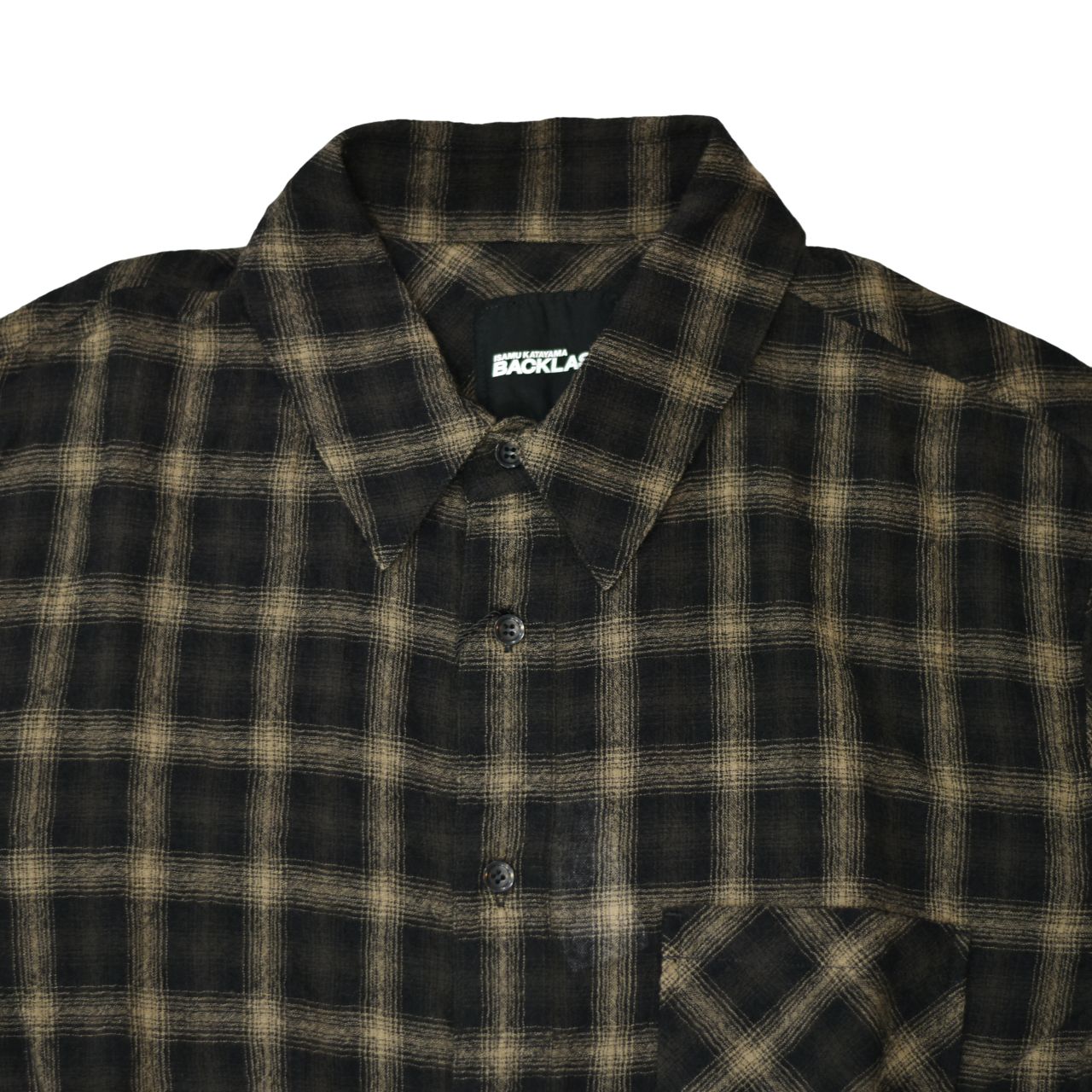 ウールガーゼ オンブレーチェック 縮絨シャツ （BLACK）｜2182-01