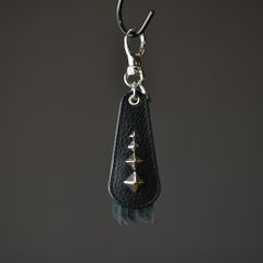 Studs & Embossing assort leather key ring -Type D- (Black) / スタッズレザー キーリング