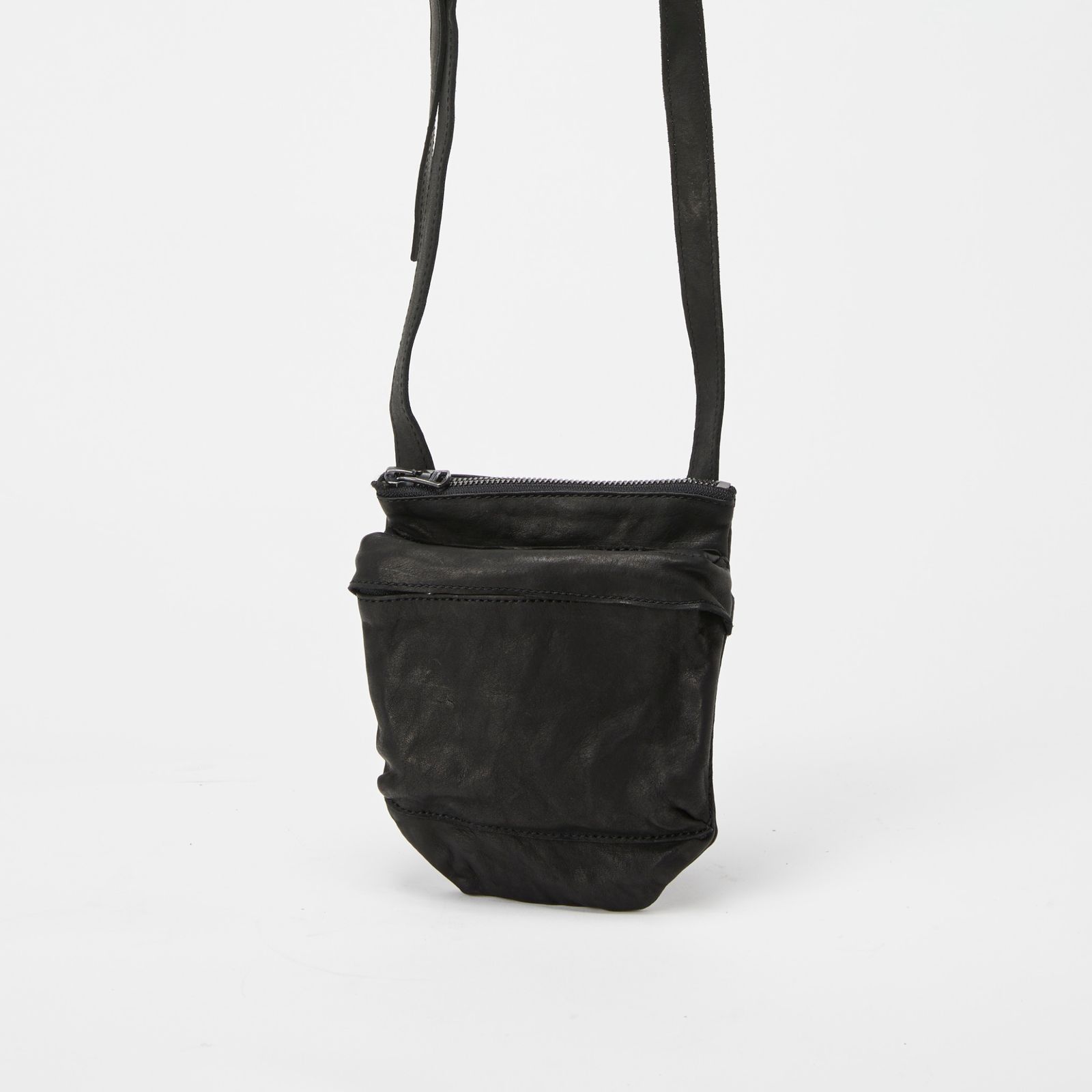 ジャパンダブルショルダー フルタンニン製品染め サコッシュ (BLACK / ブラック) 92-34