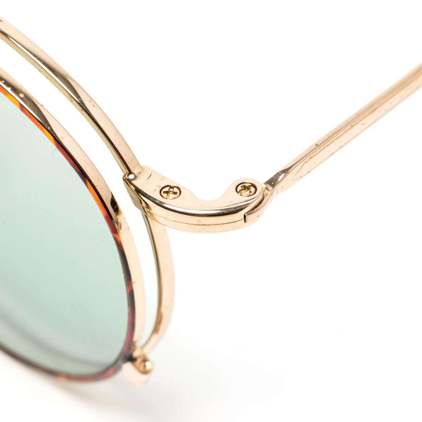 FLIP UP TYPE CIRCLE METAL GLASSES (GOLD/GREEN) / フリップアップタイプ サークルメタル サングラス
