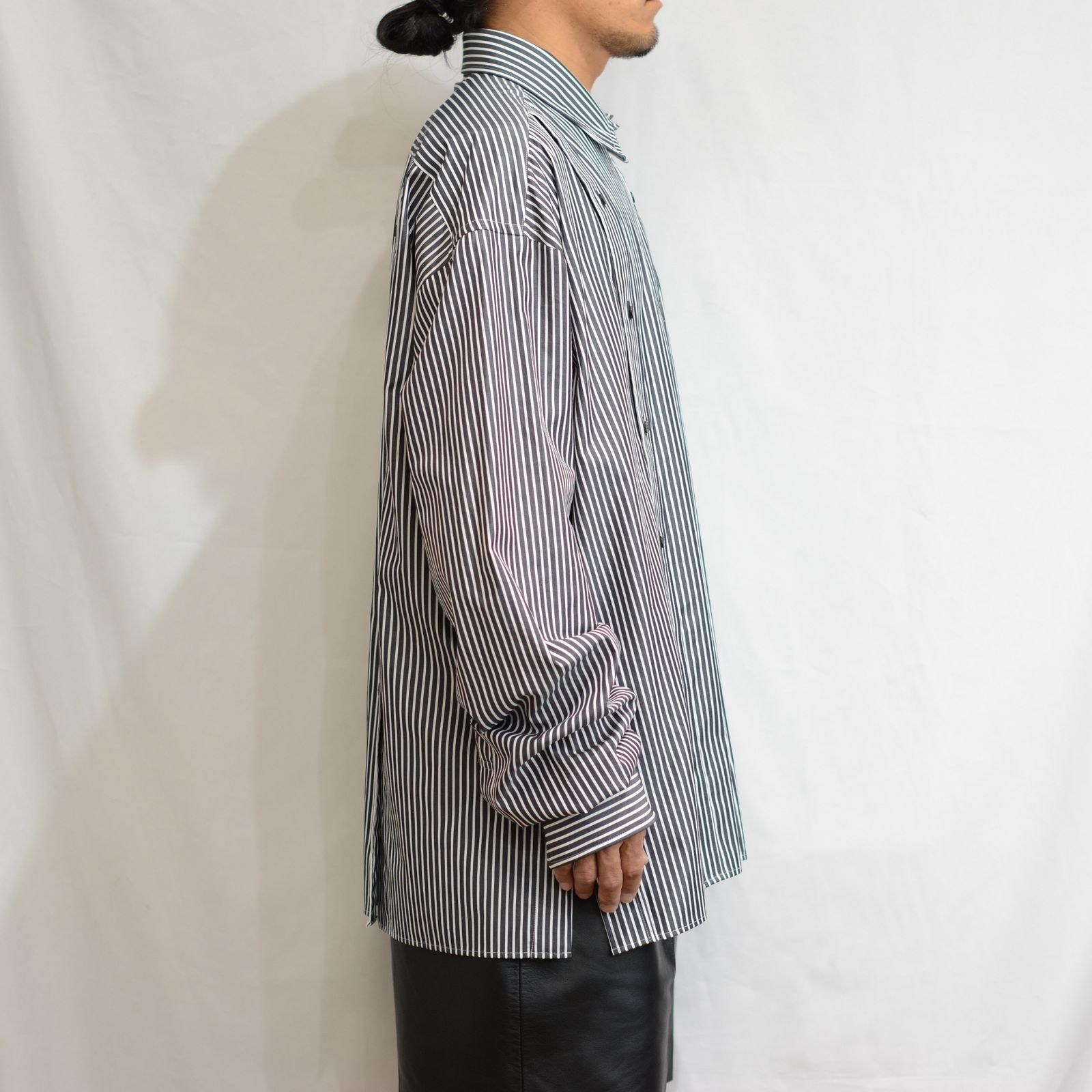 JOHNLAWRENCESULLIVAN - Stripe broadcloth oversized plackets shirt ...