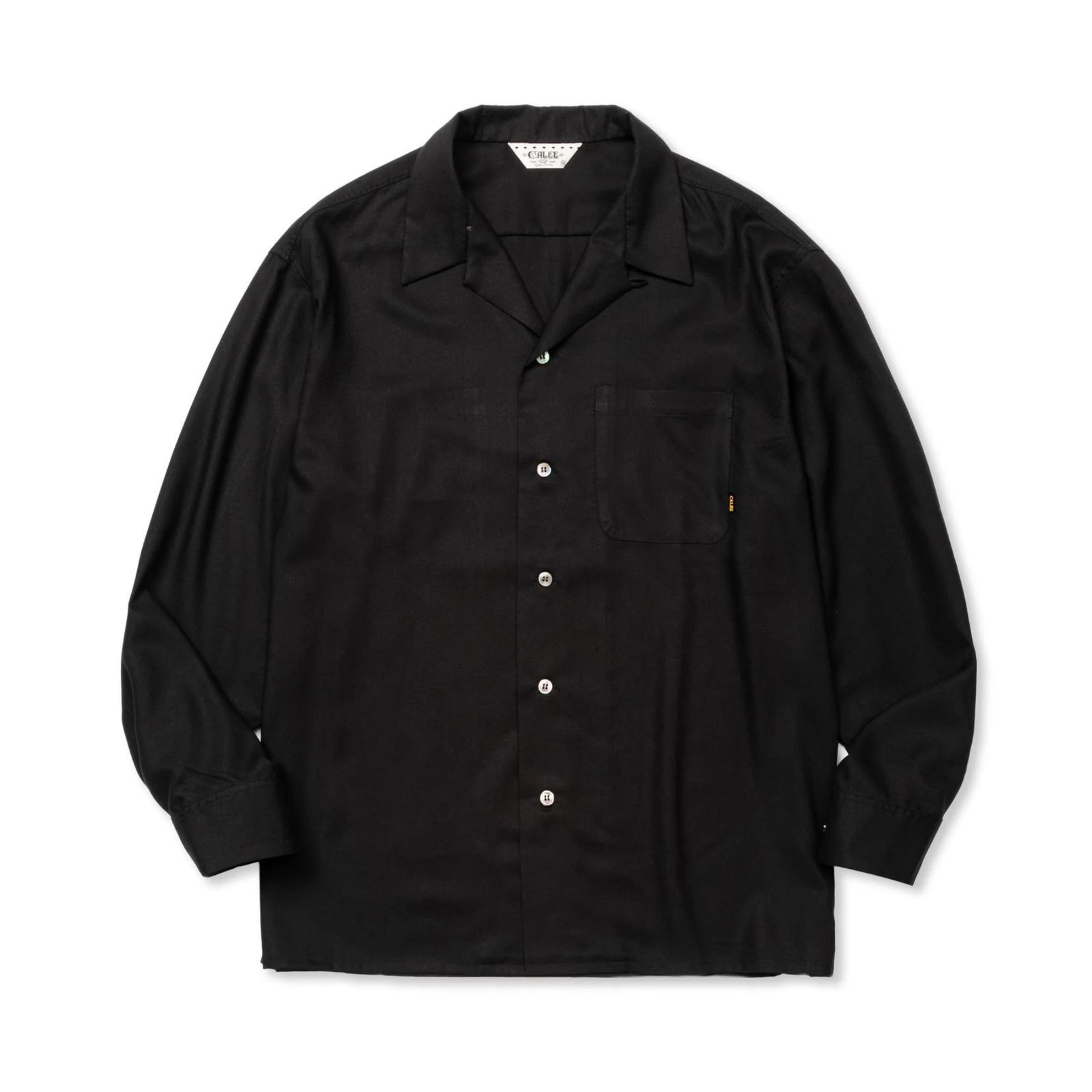 CALEE - EMBROIDERY OPEN COLLAR L/S SH (BLACK) / オープンカラー 長袖シャツ | chord  online store