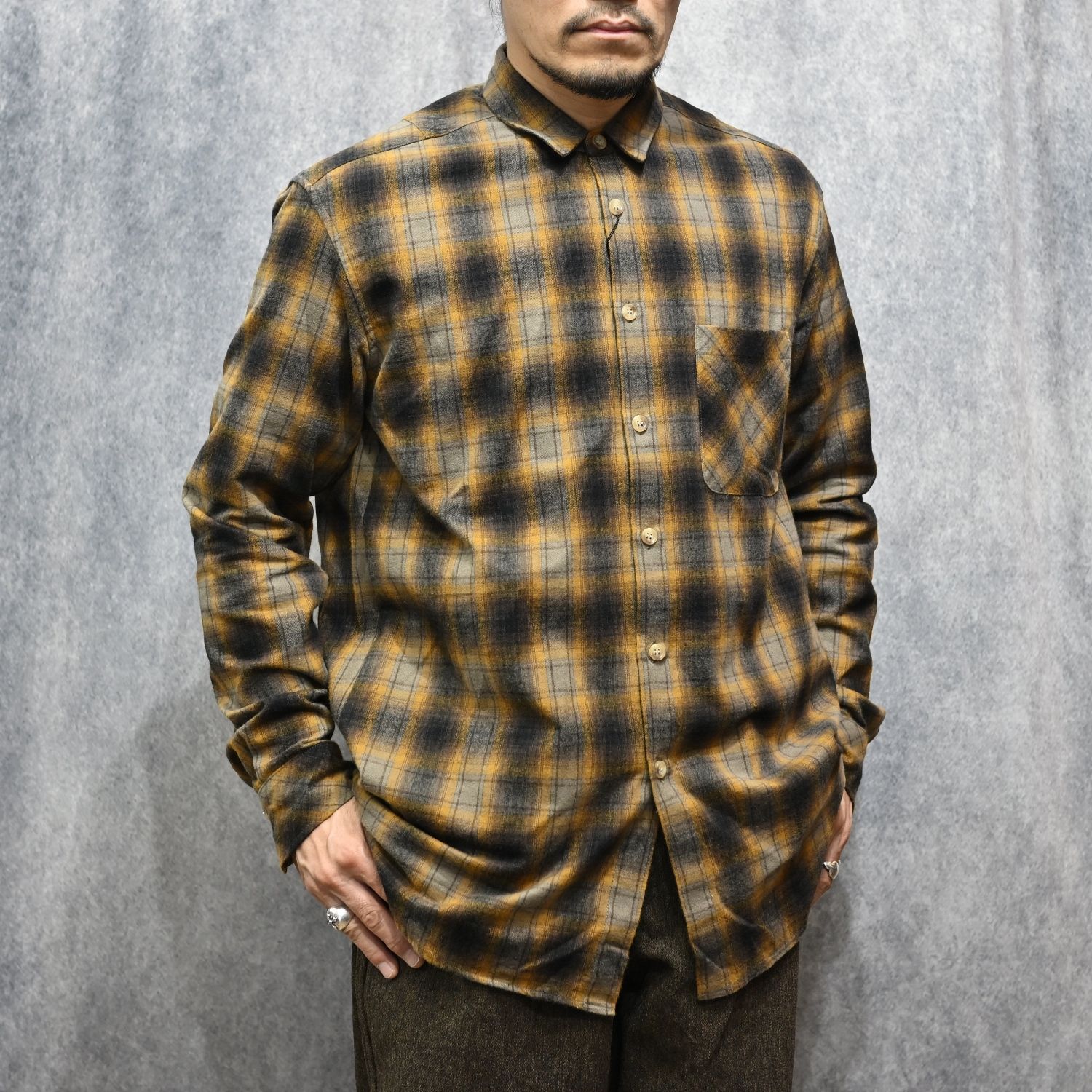 コットンシャギー チェックシャツ （BROWN / ブラウン） / 2230-01
