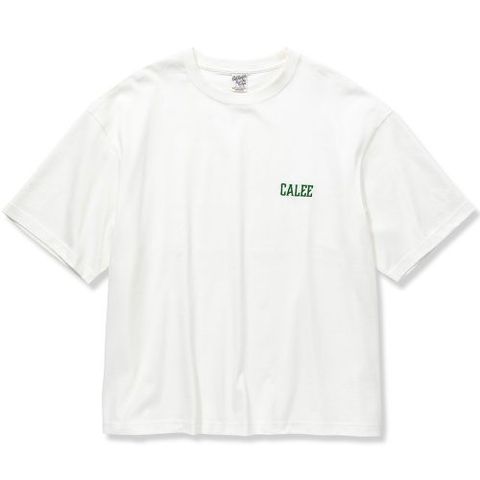 DROP SHOULDER LOGO EMBROIDERY T‐SHIRT LIMITED (WHITE.GREEN) / ドロップショルダー ロゴ刺繍 Tシャツ