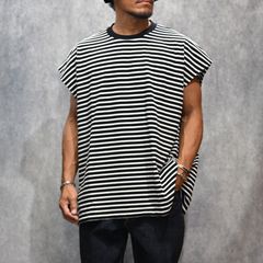 Big Nosleeve Border T-SH （WHITE） / ビック ノースリーブ ボーダーTシャツ （ホワイト） 2505-4007