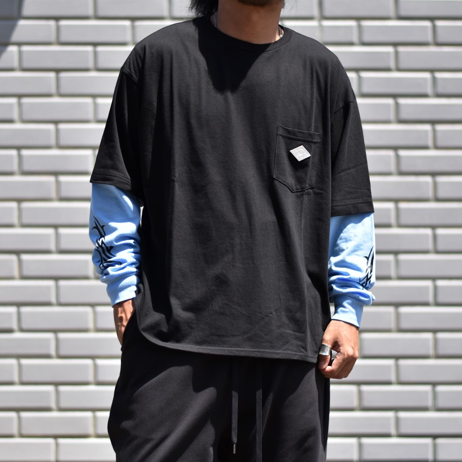 COTTON LAYERD T-SHIRT (BK)