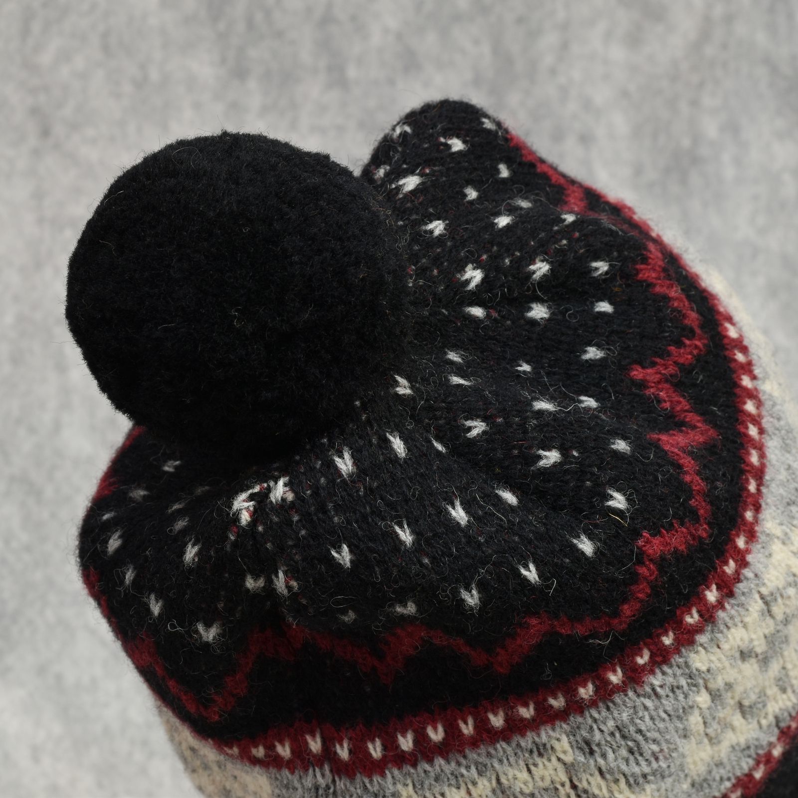 WOOL KNIT FLAP POMPOM BEANIE (BK)｜ポンポンニット帽｜PD25AAC09