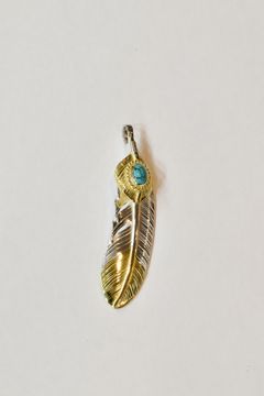 L feather K18 top 02 / L K18 heart feather 02 / turquoise 6×8 / K18 cup