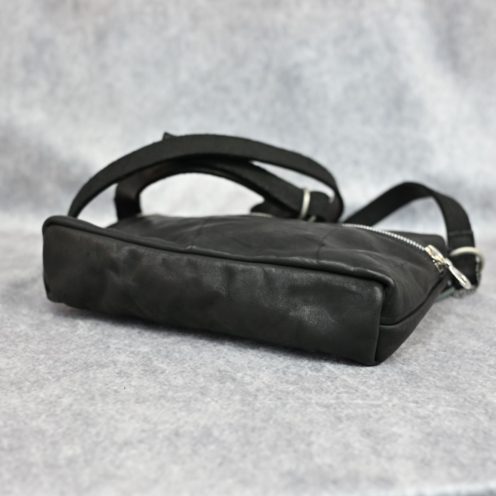 ジャパンダブルショルダー フルタンニン製品染め ショルダーバッグ （BLACK） / 92-29