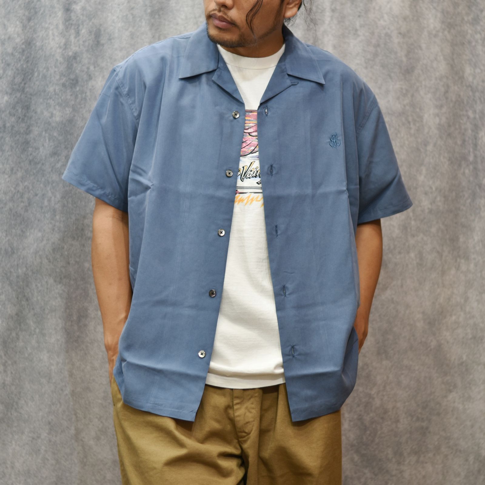 CALEE 新作シャツ CALEE(キャリー) シャツ Allover feather pattern amunzen cloth