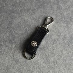 SILVER STAR CONCHO LEATHER KEY RING (BLACK) / シルバー スターコンチョ レザー キーリング