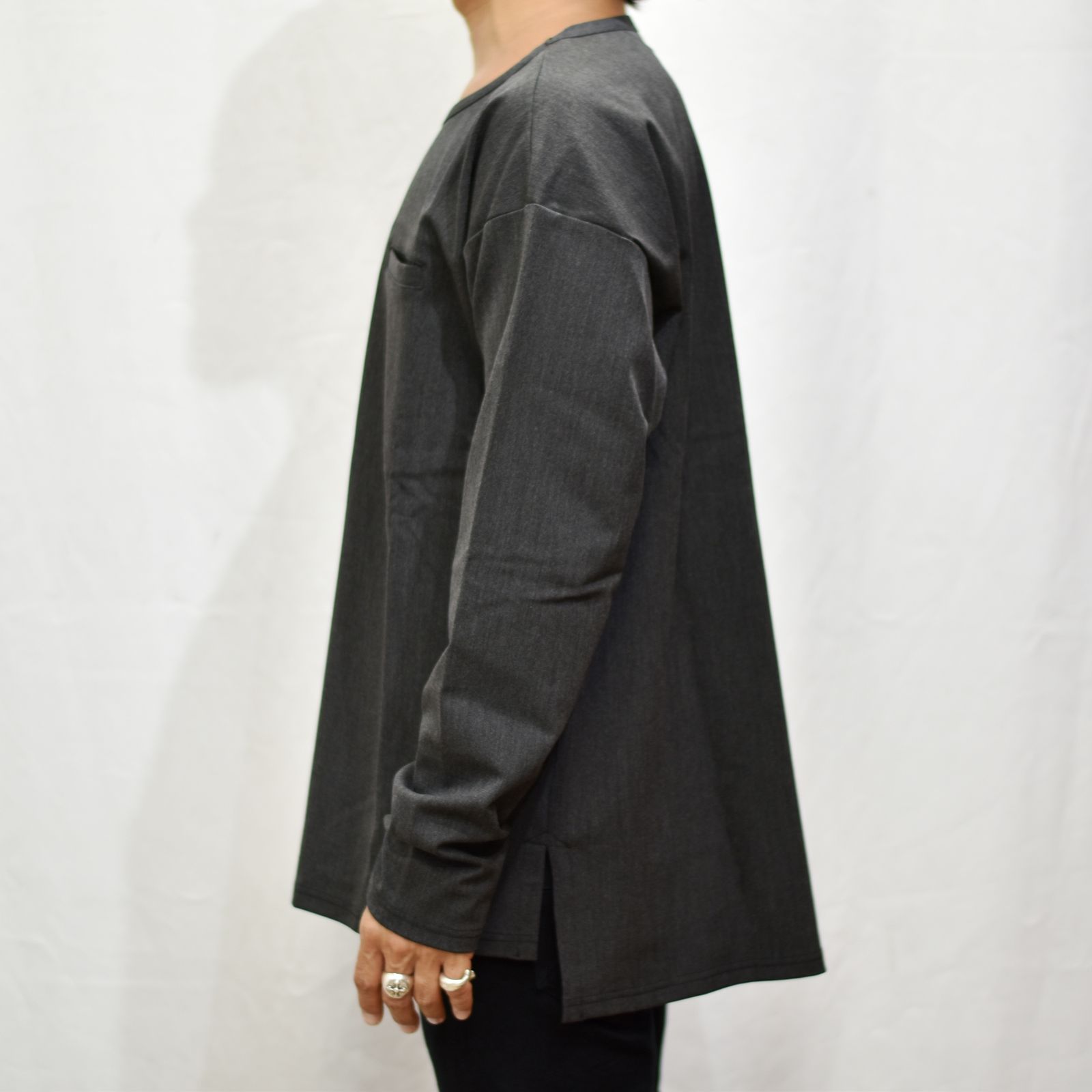 ポリエステルレーヨンアクリル ストレッチ ポケットカットソー （GRAY）