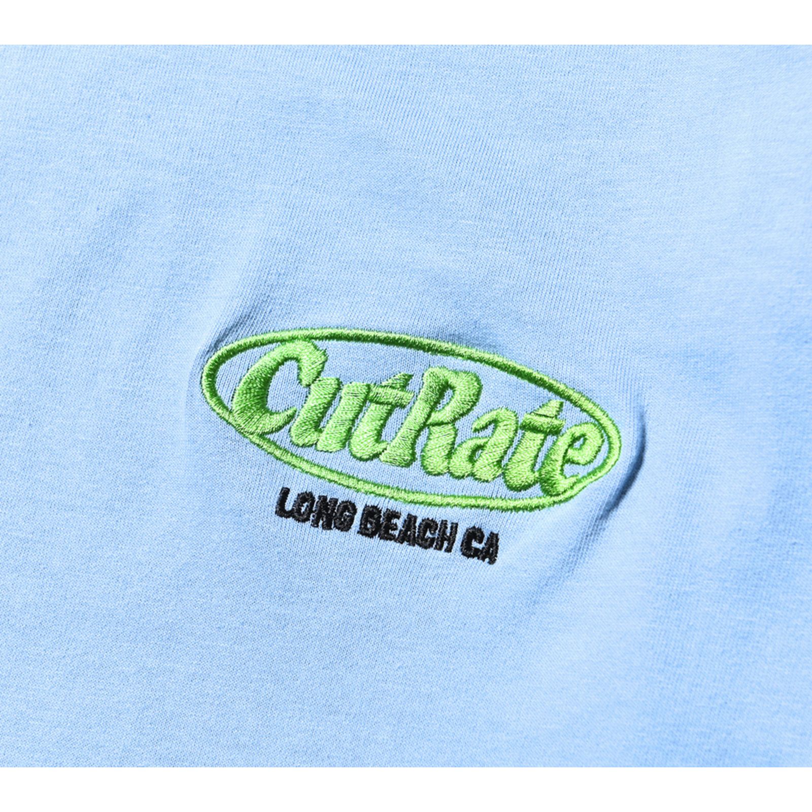 CUTRATE LOGO EMBROIDERY DROPSHOULDER L/S T-SHIRT (ACID BLUE) / ロゴ刺繍 ドロップショルダー ロンT