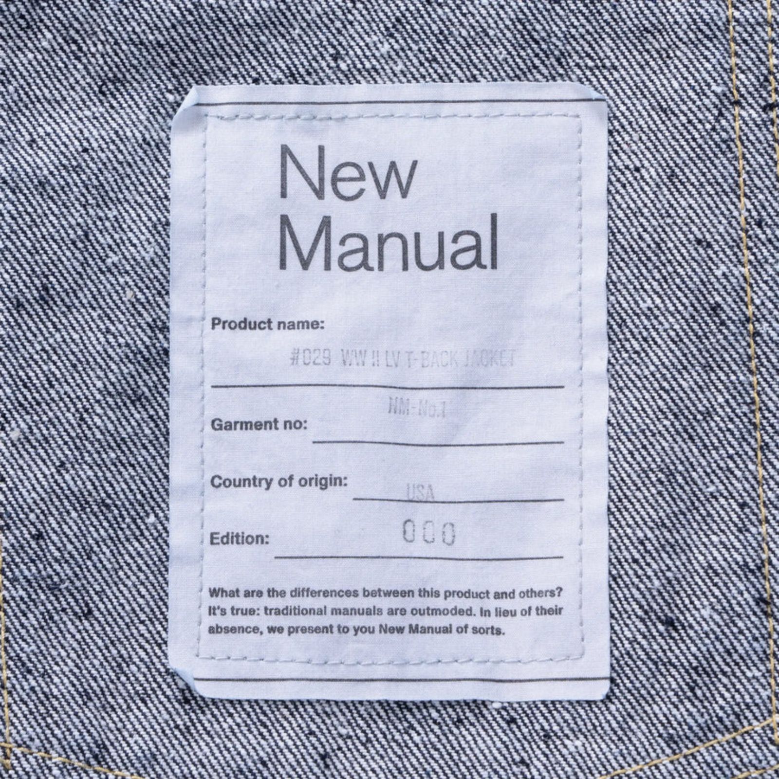 #029 WW II LV T-BACK DENIM JACKET ONE-WASHED （INDIGO） / デニムジャケット Gジャン ワンウォッシュ 大戦モデル （インディゴ）