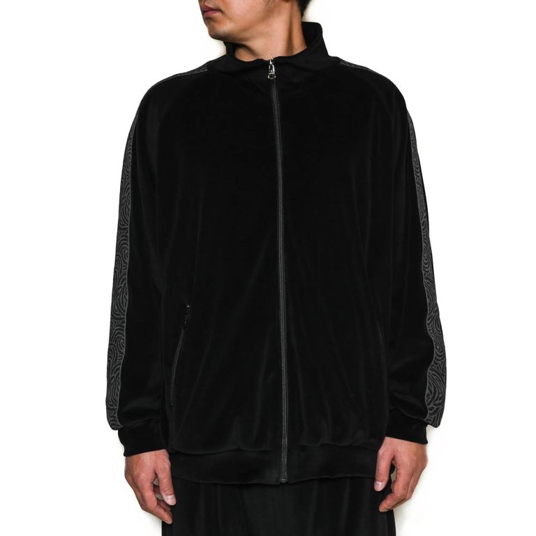CALEE - VELOUR TRACK JACKET <SPIRAL JACQUARD PATTERN CALEE - VELOUR TRACK JACKET <SPIRAL JACQUARD PATTERN