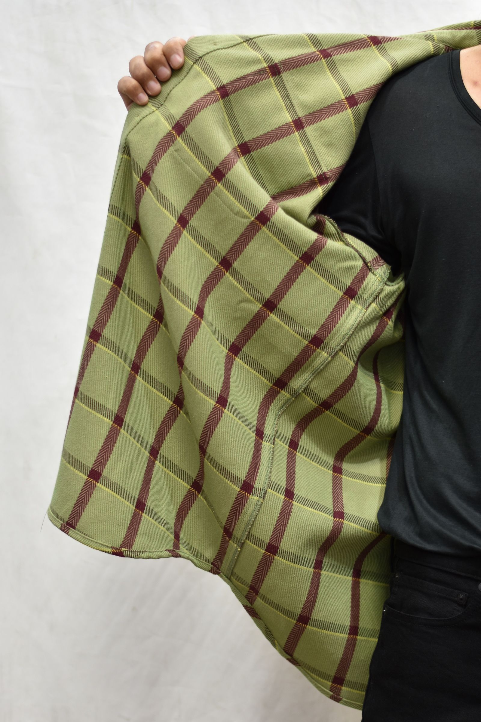 6/6 TWILL L/S CHECK SHIRT (TEA GREEN)
