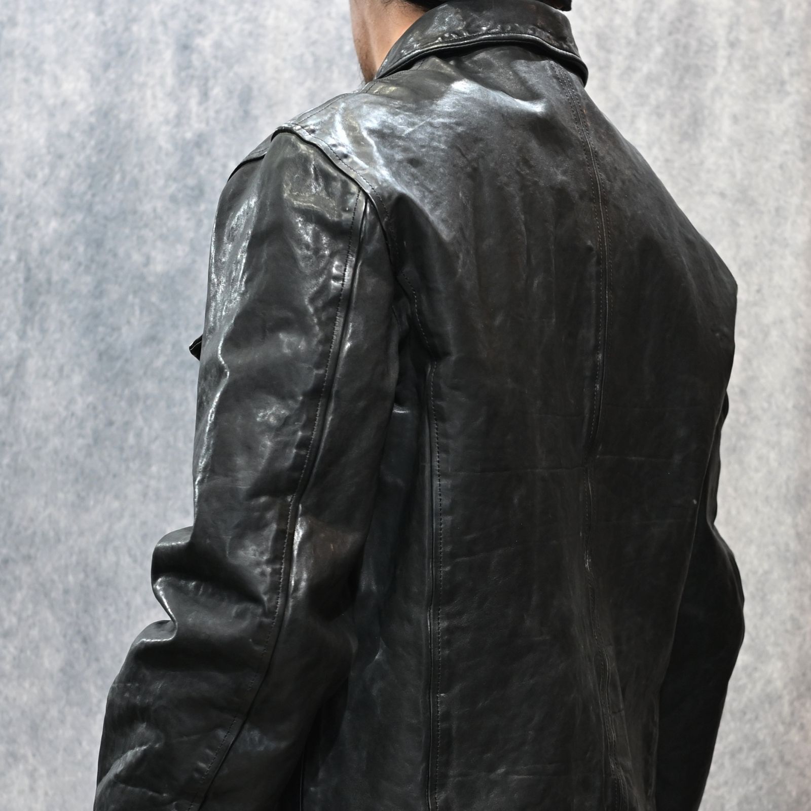 フレンチショルダー 製品染め カーコート （BLACK）｜1842-11