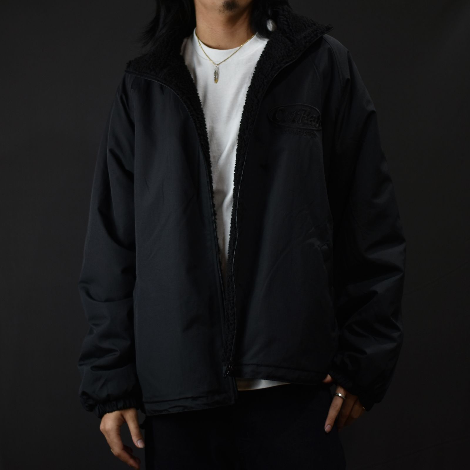 CUTRATE - CUTRATE LOGO EMBROIDERY REVERSIBLE BOA JACKET (BLACK) / リバーシブル ボアジャケット  | chord online store