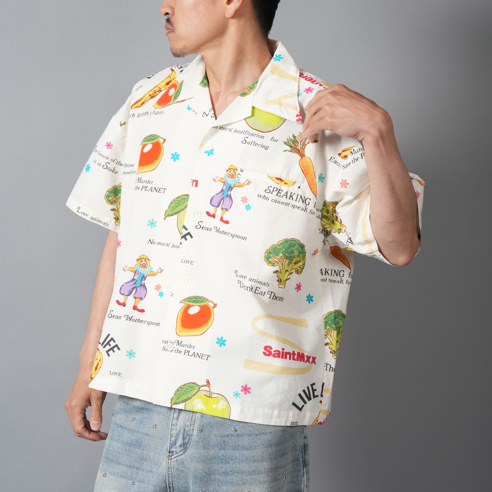【コラボ】SM-MK8-0000-C10 / SW_OPEN COLLAR SHIRT / WHITE / オープンカラーシャツ  (ホワイト)
