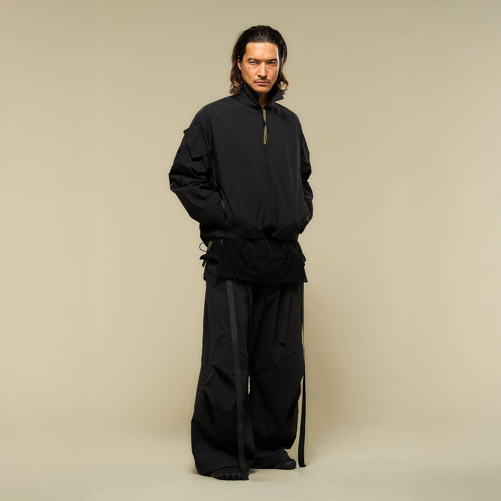 LA12-M / NYLON STRETCH SHIRT JACKET / ナイロンストレッチシャツジャケット [ストレートフィット] (ブラック)