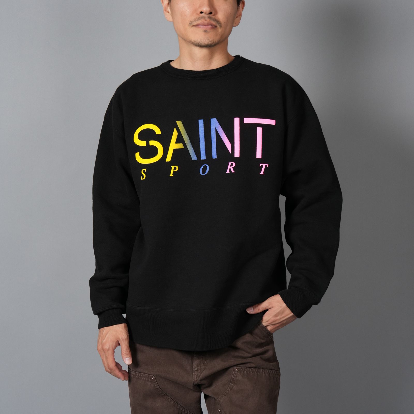【残りわずか】SM-HR1-0000-044 / CRW NECK SWET / SAINT SPORT / BLK / クルーネックスウェット・トレーナー (ホワイト)
