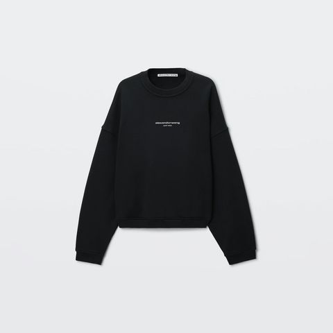 logo print oversized crewneck / ロゴ プリント オーバーサイズド クルーネック スウェット (ウォッシュドブラック)