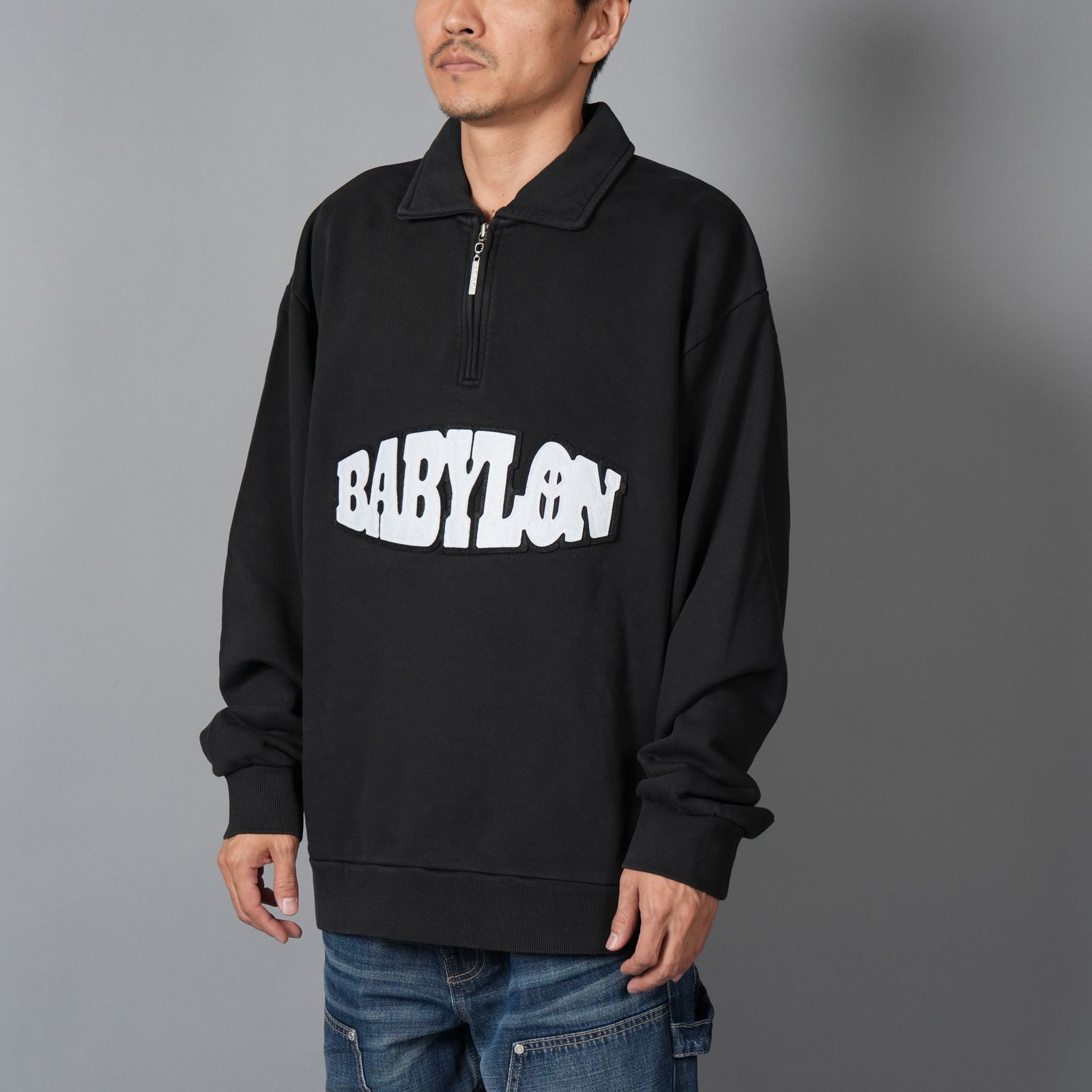 HALF ZIP PULLOVER / ハーフジップ プルオーバー / スウェット  (ジェッドブラック)
