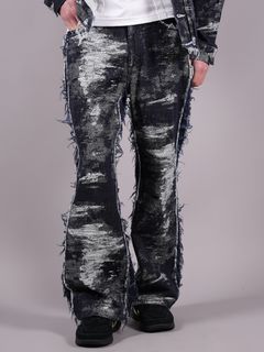 【ラスト1点】 DESIGN FLARED PANTS / デザイン フレアパンツ (ワンウォッシュ)