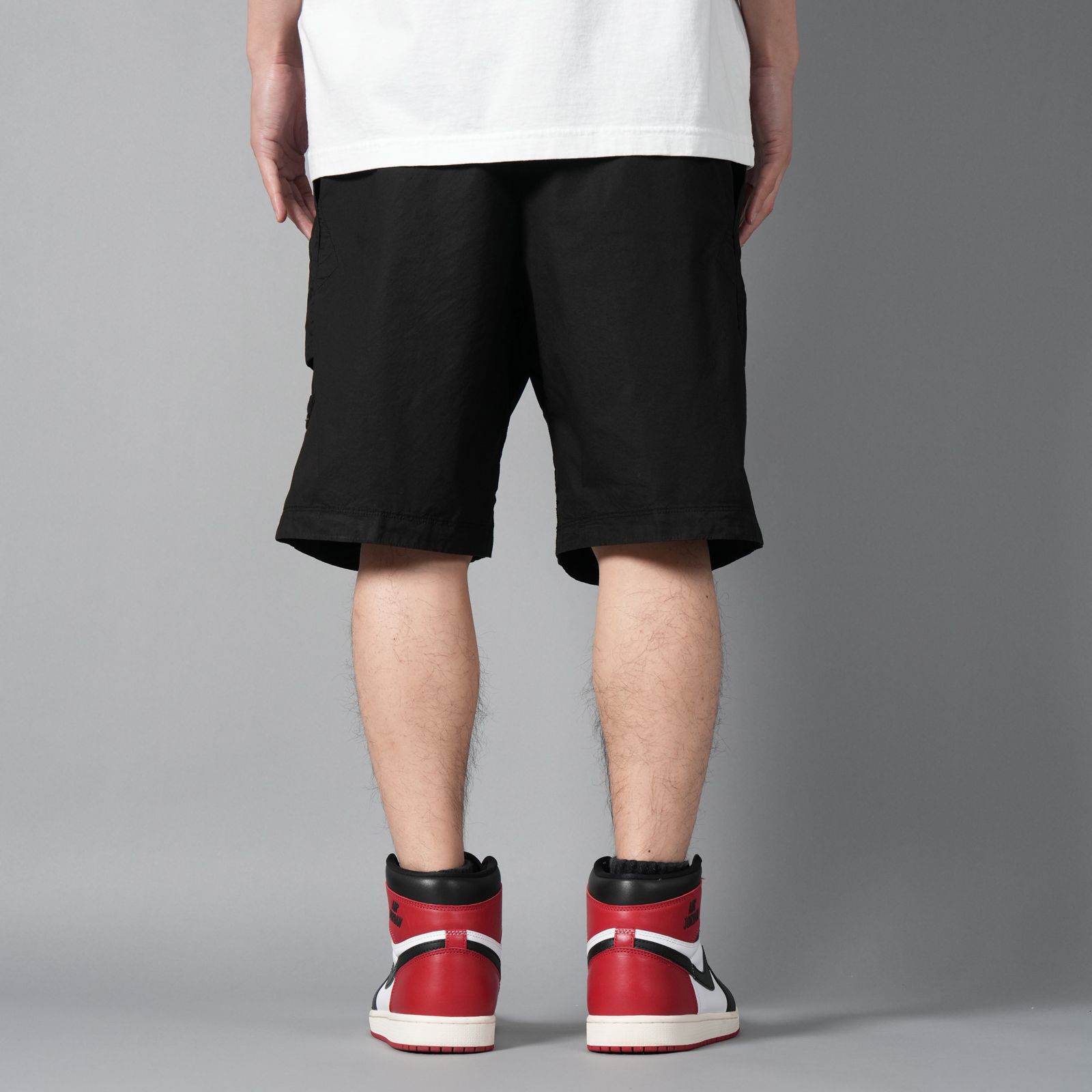 【ラスト1点】L100009 BERMUDA COMFORT SHORTS / ショートパンツ [ガーメントダイ] [ストレッチ入り](ブラック)