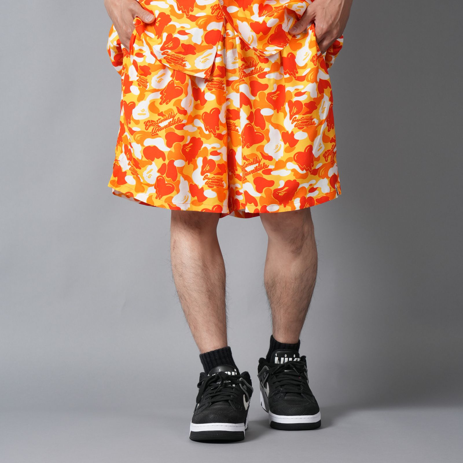 【コラボ】EU-MK8-0000-C04 / EU APE ALOHA SHORTS / ORANGE / ショーツ (オレンジ)