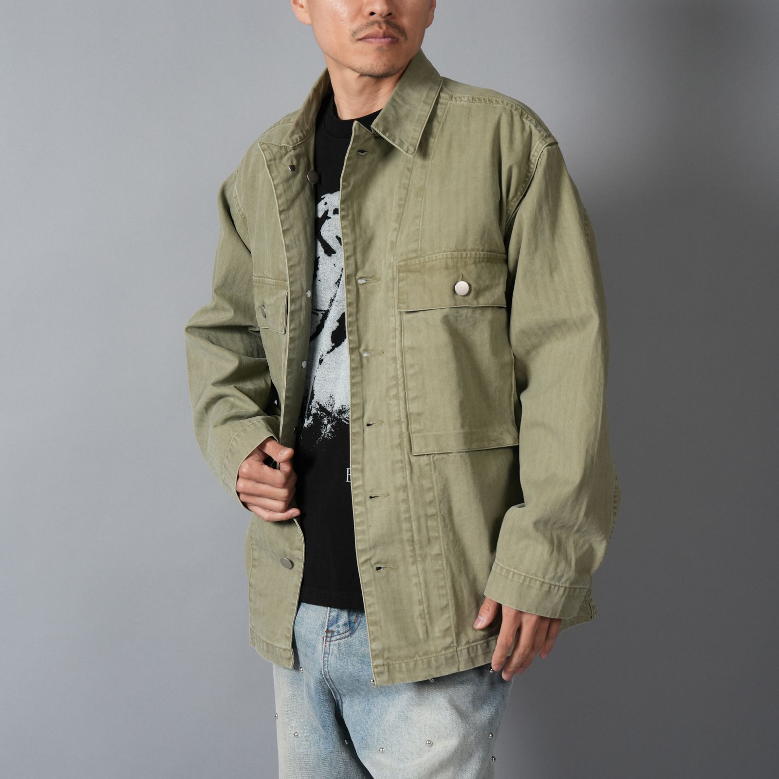 BEATNIK v2, button up / ミリタリージャケット (ミリタリーグリーン)