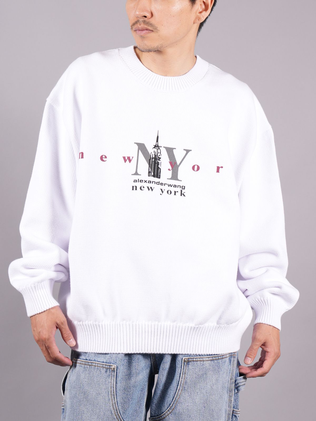 alexander wang - CREWNECK PULLOVER WITH NY EMPIRE STATE LOGO ...