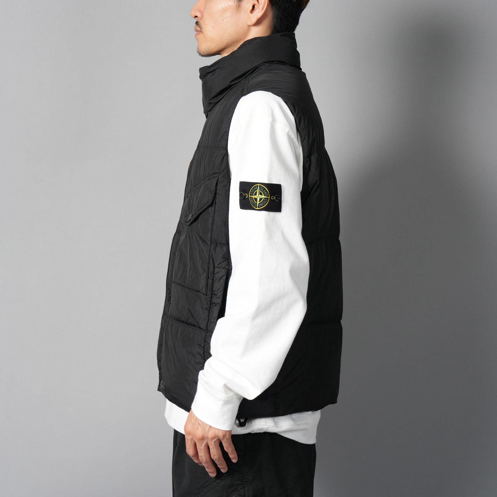 G100003 / CRINKLE REPS NY, RECYCLED NYLON / ダウンベスト[ガーメントダイ](ブラック)