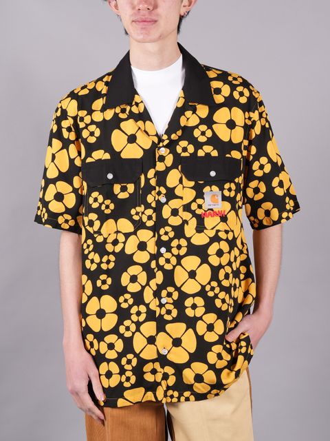 MARNI X CARHARTT WIP - YELLOW SHORT-SLEEVED FLORAL SHIRT / 半袖シャツ   (サンフラワー)