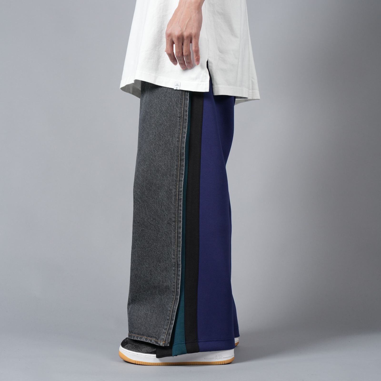 【ラスト1点】JERSEY MERGING DENIM PANTS / ジャージー マージング デニムパンツ (ブラック)