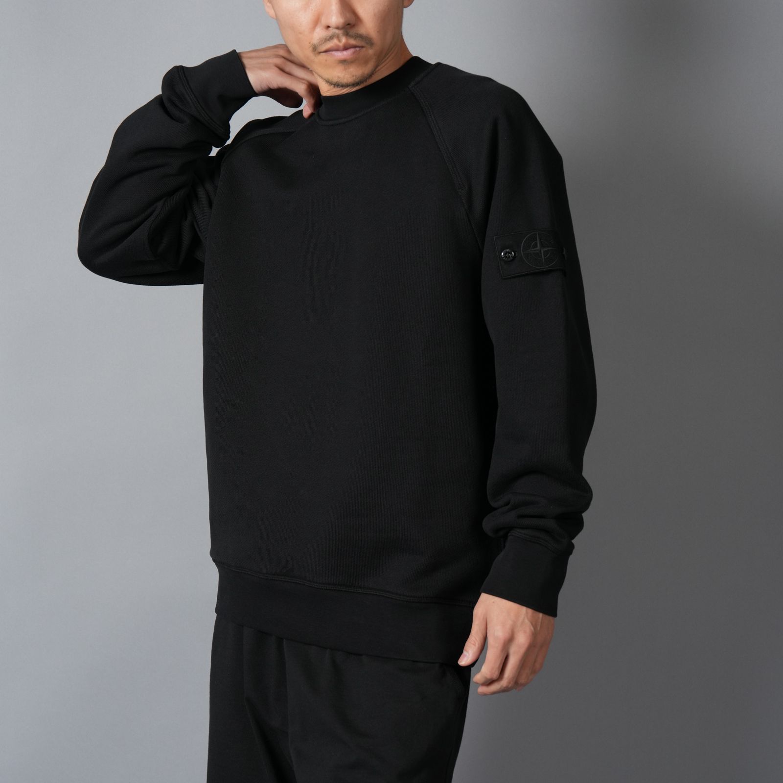 【残りわずか】6100028 / HEAVY ORGANIC COTTON FLEECE_S.I. GHOST / クルーネックスウェット・トレーナー (ブラック)