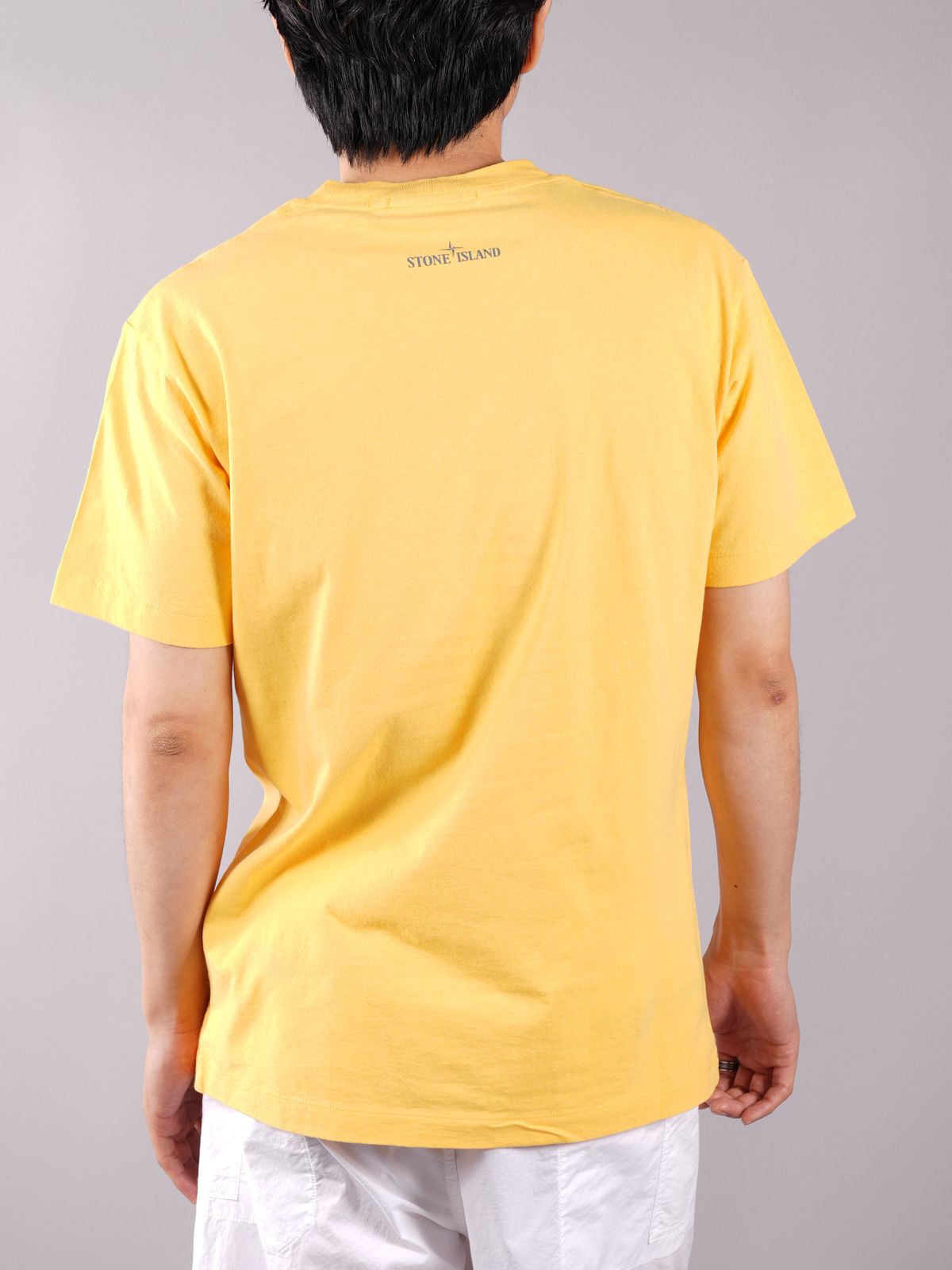 COTTON JERSEY 30/1 'INK ONE’ PRINT_ GARMENT DYED / プリント Tシャツ (コットンジャージー) / イエロー / ガーメントダイ