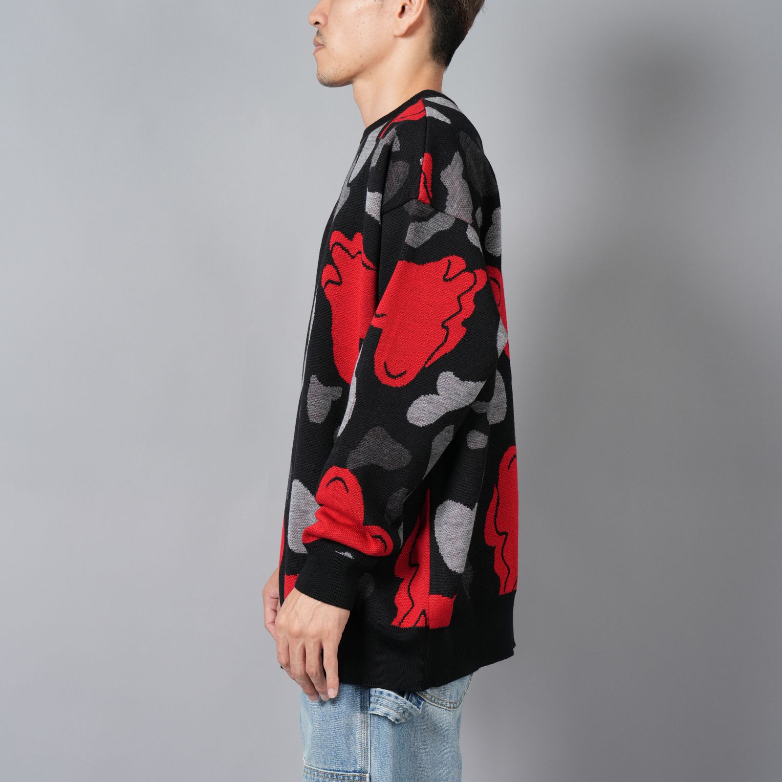 HEART CAMO KNIT / ハートカモニット (ブラック)
