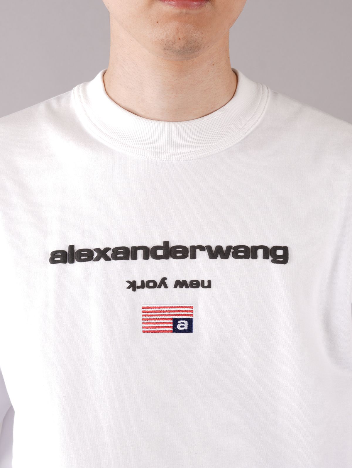 alexander wang フロント 刺繍ロゴ アメリカ国旗 Tシャツ L-