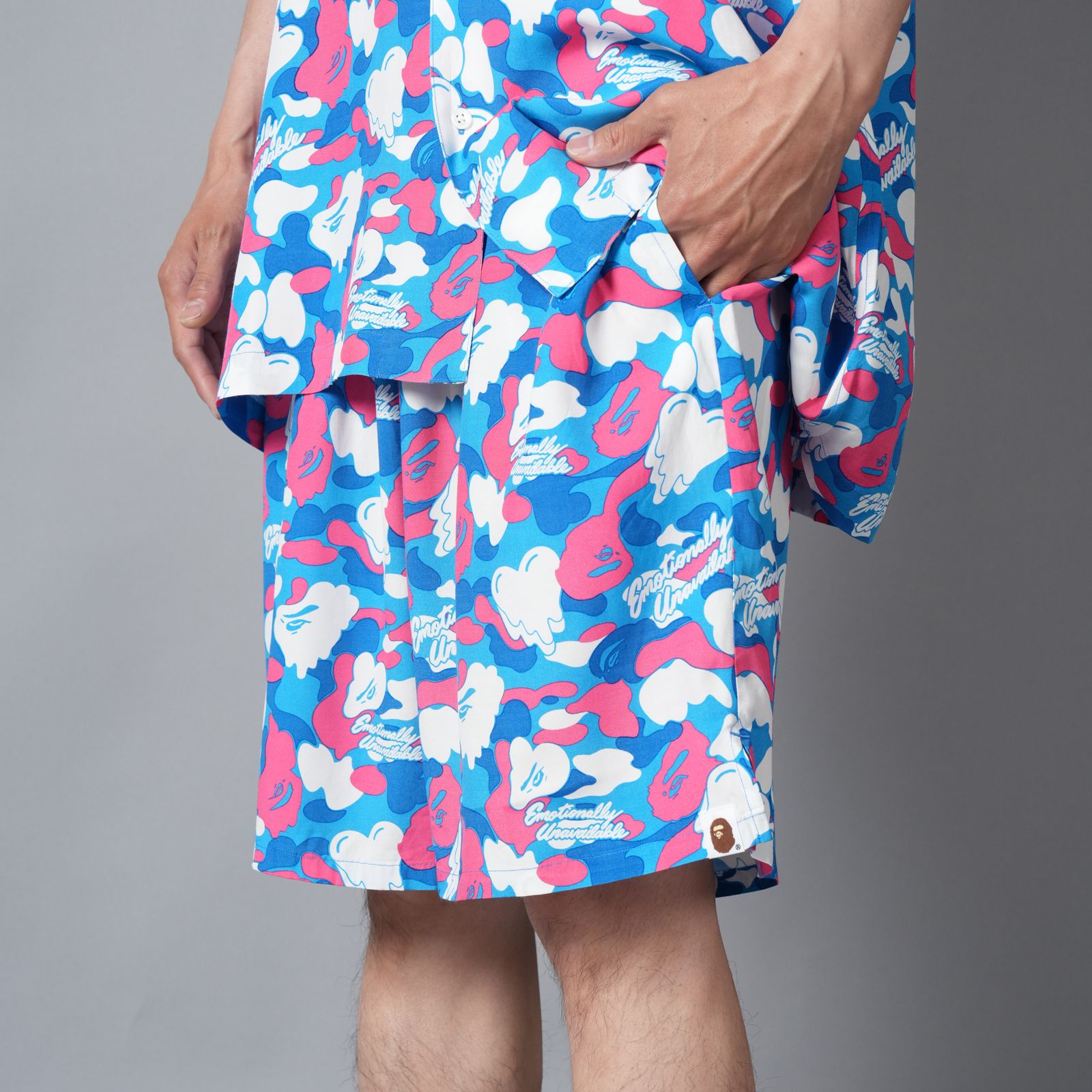 【コラボ】EU-MK8-0000-C06 / EU APE ALOHA SHORTS / BLUE / ショーツ (ブルー)