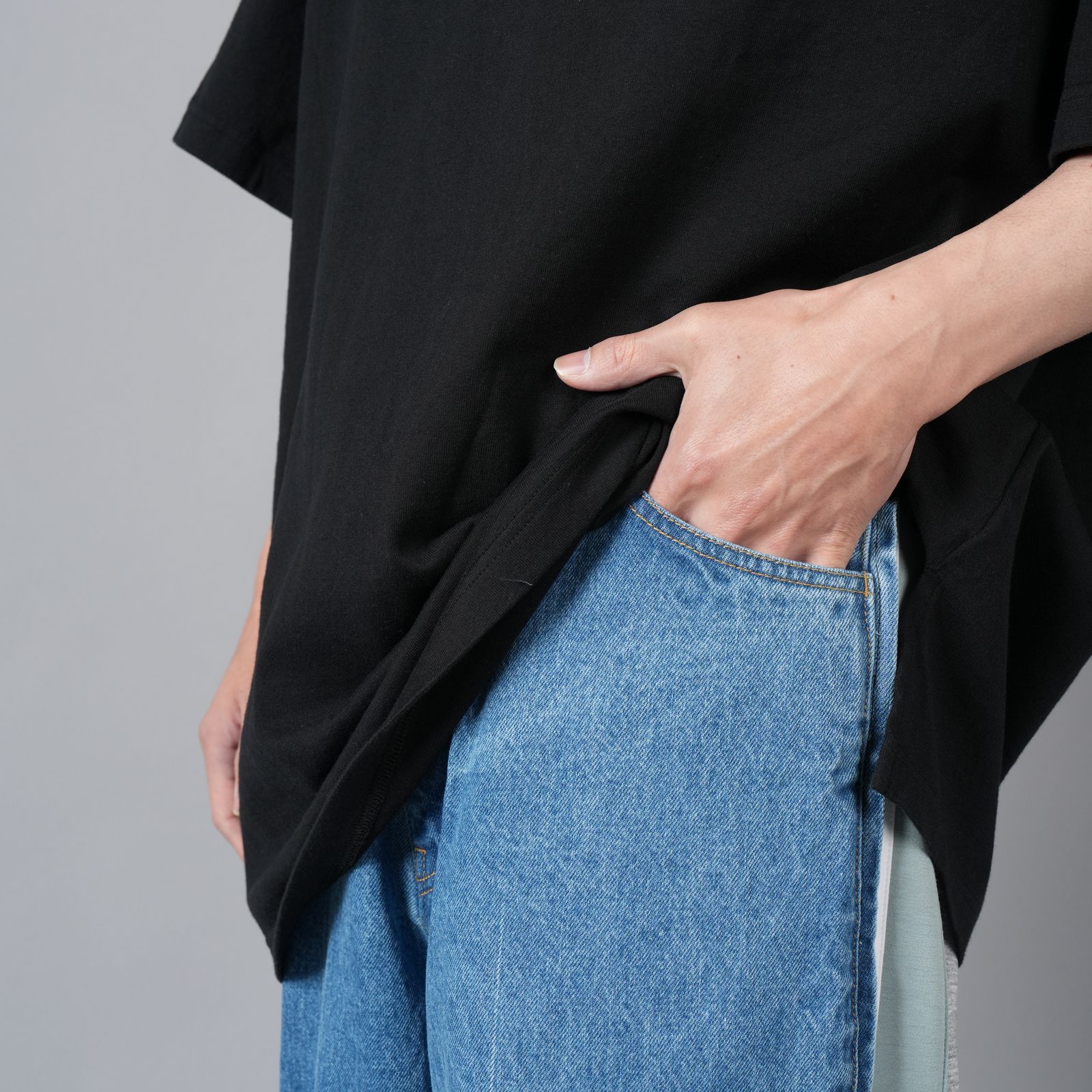 【ラスト1点】JERSEY MERGING DENIM PANTS / ジャージー マージング デニムパンツ (インディゴ)