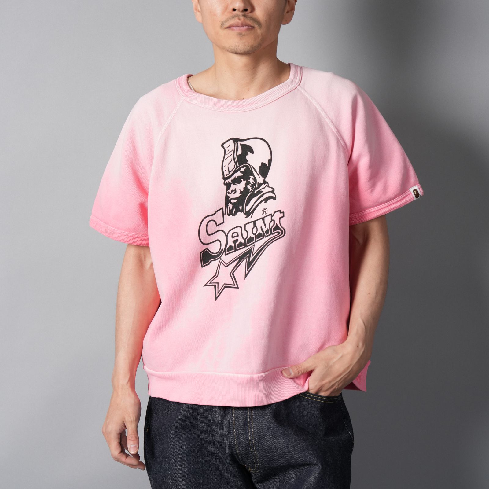 【残りわずか】【コラボ】SM-MK8-0000-C51 / BAPE_SS CRW N SWT / SNT STAR / PNK / クルーネックスウェット (ピンク)