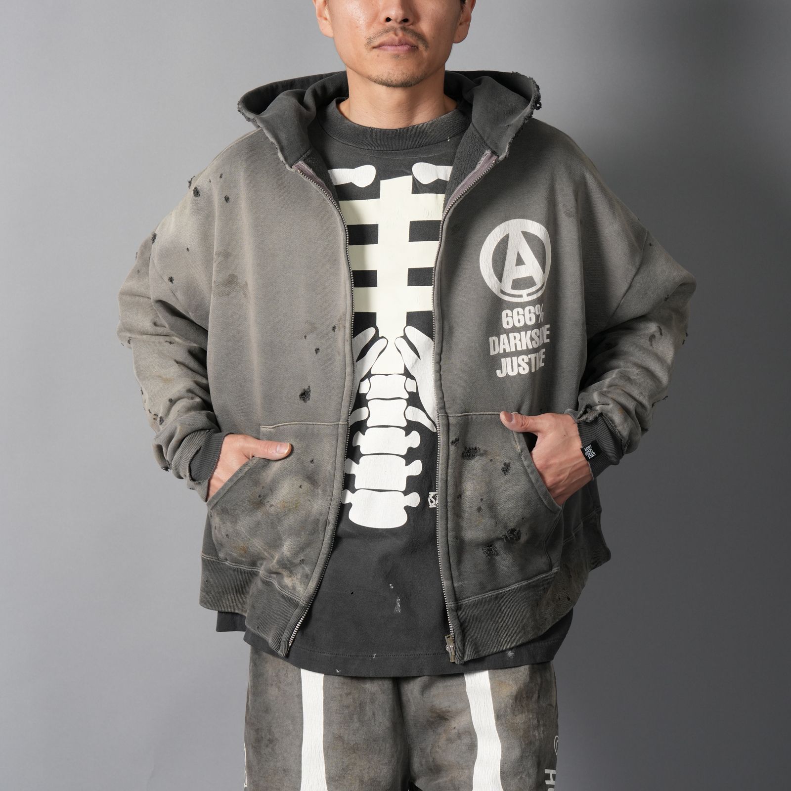 【コラボ】SM-MK8-0000-C32 / BH_ZIP HOODIE / SNT HUNTER / CHA / ジップフーディー(ブラック)